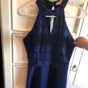 XS Francesca’s navy blue high neck skater dress